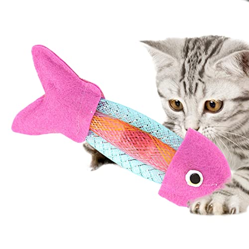 qiyifang Interaktives Katzenspielzeug – Katzenspielzeug Hüpfender Cartoon Fisch | Niedliches Katzenspielzeug Werfen und Fangen Spielzeug Indoor Katzen von qiyifang