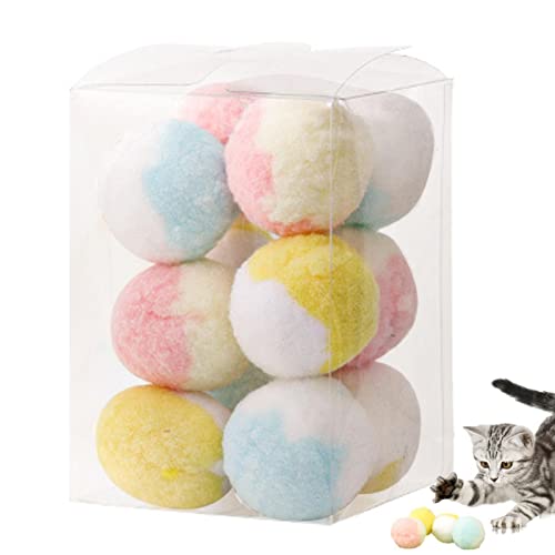 qiyifang Katzenball-Spielzeug, weiche Kätzchen-Pompons, Ball für Katzen zum Spielen und Trainieren | kratzfeste Plüsch-Bälle für Kätzchen, Katzen, Hunde, Training, Spielen von qiyifang