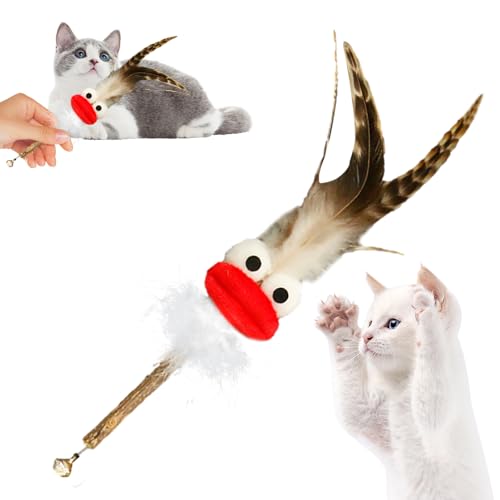 qiyifang Katzenminze-Spielzeug, niedliche große Maul, interaktiver Katzenstab, natürlicher Silbervinenstab | Katzenfederspielzeug, Kicking Natural Silvervine Stick für Katzen von qiyifang
