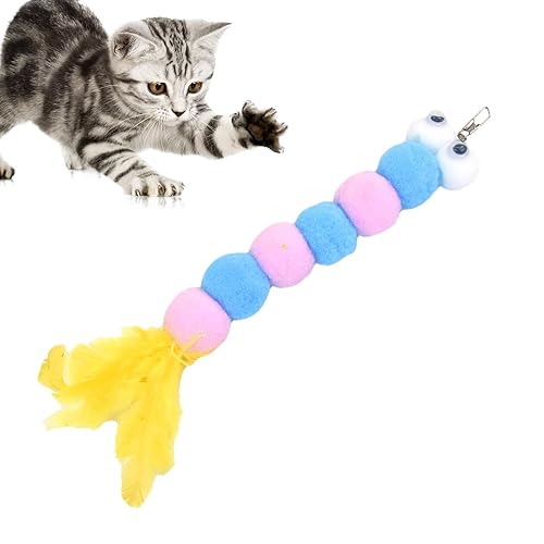 qiyifang Katzenspielzeug, Wurm-Katzenspielzeug, Nachfüllpackungen, lustiges interaktives Katzenspielzeug, mehrfarbiges Federspielzeug für Kätzchen-Training von qiyifang