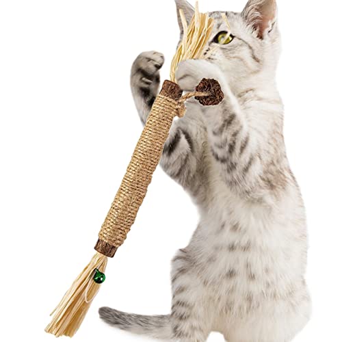 qiyifang Katzenspielzeug mit Silvervine – Kauspielzeug für Backenzähne mit Katzenminze-Bällen und Pflanzenfasern, interaktives Kätzchenlecken, Katzenminz-Kauspielzeug, Beißstäbchen für Katzenminze von qiyifang