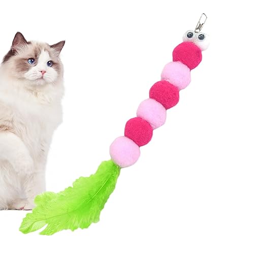 qiyifang Katzenwurm-Spielzeug, Wurmfeder, lustiges interaktives Katzenspielzeug, mehrfarbiges Federspielzeug für Kätzchen-Training von qiyifang