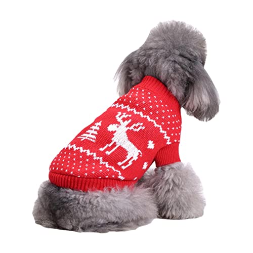 qiyifang Weihnachtliches Hundekostüm, Weihnachts-Kostüm, weicher Strick, um im Winter warm zu halten, Pullover, Jumpsuits für kleine, mittelgroße und große Hunde und Katzen von qiyifang
