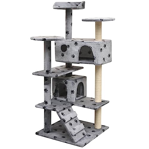 qohoio Katzen-Kratzbaum 125 cm Katzenkratzbaum Cat Tree Katzen Kratzbaum Katzen ZubehöR Indoor Pfoten-Aufdruck Grau qohoio Katzen-Kratzbaum 125 cm Katzenkratzbaum Cat Tree Katzen Kratzbaum Katzen ZubehöR Indoor Pfoten-Aufdruck Grau von qohoio
