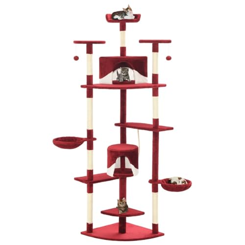 qohoio Katzen-Kratzbaum mit Sisal-Kratzsäulen Katzen Baumhaus Katzen Kratzbaum 203 cm Rot und Weiß qohoio Katzen-Kratzbaum mit Sisal-Kratzsäulen Katzen Baumhaus Katzen Kratzbaum 203 cm Rot und Weiß von qohoio