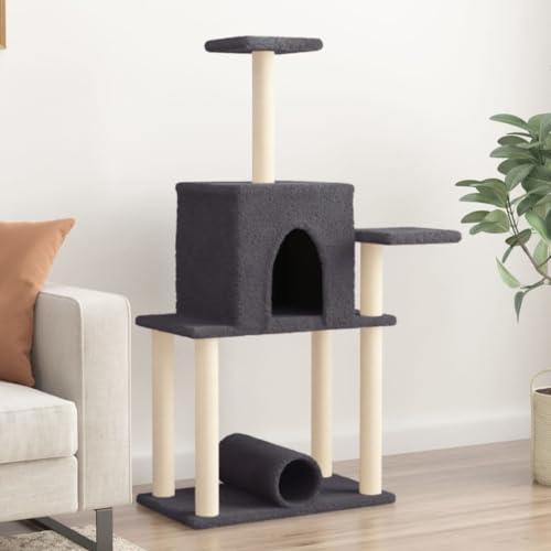 qohoio Kratzbaum mit Sisal-Kratzsäulen Katzen Baumhaus Katzen Kratzbaum Dunkelgrau 122 cm qohoio Kratzbaum mit Sisal-Kratzsäulen Katzen Baumhaus Katzen Kratzbaum Dunkelgrau 122 cm von qohoio