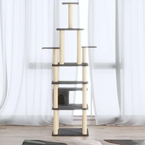 qohoio Kratzbaum mit Sisal-Kratzsäulen Katzen Baumhaus Katzen Kratzbaum Dunkelgrau 183 cm qohoio Kratzbaum mit Sisal-Kratzsäulen Katzen Baumhaus Katzen Kratzbaum Dunkelgrau 183 cm von qohoio