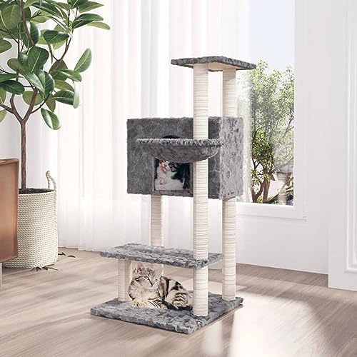 qohoio Kratzbaum mit Sisal-Kratzsäulen Katzen Baumhaus Katzen Kratzbaum Hellgrau 108,5 cm qohoio Kratzbaum mit Sisal-Kratzsäulen Katzen Baumhaus Katzen Kratzbaum Hellgrau 108,5 cm von qohoio