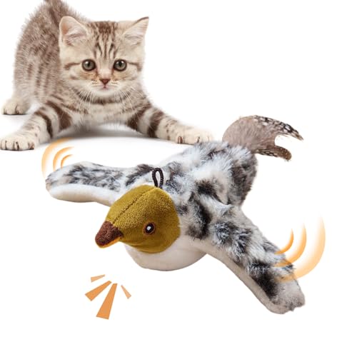 qokeeu Katzen Spielzeug Flatternder Vogel | Flatternder Vogel Zwitschernder Katzen Spielzeug,Elektrisches Plüsch Für Kleine Mittelgroße Und Große - Wiederaufladbar Für Innen Außen von qokeeu