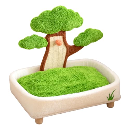 qokeeu Katzenbett | Katzenbett Mit Topfbaum Design Mit Plüschball Und Kratzbrett | Waschbarer Schlafplatz Für Den Winter,Winterkomfort Wohnzimmer Schlafzimmer von qokeeu