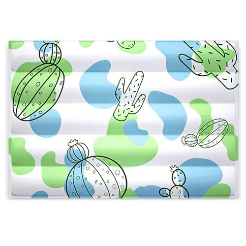 quolliter Kühlmatte für Hunde, doppelte Eisgel-Kühlmatte für Hunde mit Kaktus-Muster, grünes Kühlkissen für Hunde und Katzen, waschbar, langlebig (XL - 80 x 60 cm) von quolliter
