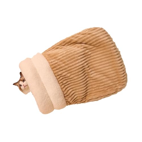 rflaueo Katzen-Schlafsack, Winter, Haustier-Schlafsack, weich, bequem, Katzen-Winterschlafsack, Katzenhöhlenbett, 360°-Wickelung, bequemer Haustier-Kuschelsack (U268-1) von rflaueo