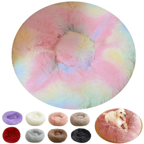 Katzenbett Katzenkissen Flauschig 50cm, Multi Farbe Größen Hundebett Mittelgroße Hunde, Hundekissen Hundekörbchen Donut Hundebetten Waschbar Weich Schlafplätze Möbel für Hunde Katzen (Rosa D, 50cm) von rngcpto