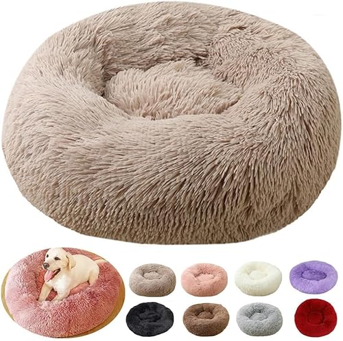 rngcpto Hundebett Grosse Hunde, Hundekissen Waschbar 110cm, Multi Farbe und Größen Hundekorb Flauschig Katzenkorb Rund, Katzenbett Hundebett XXL für Hunde und Kleine (110cm, Khaki) von rngcpto