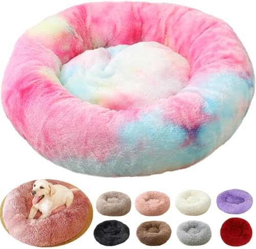 rngcpto Hundebett Grosse Hunde, Hundekissen Waschbar 110cm, Multi Farbe und Größen Hundekorb Flauschig Katzenkorb Rund, Katzenbett Hundebett XXL für Hunde und Kleine (110cm, Rosa A) von rngcpto