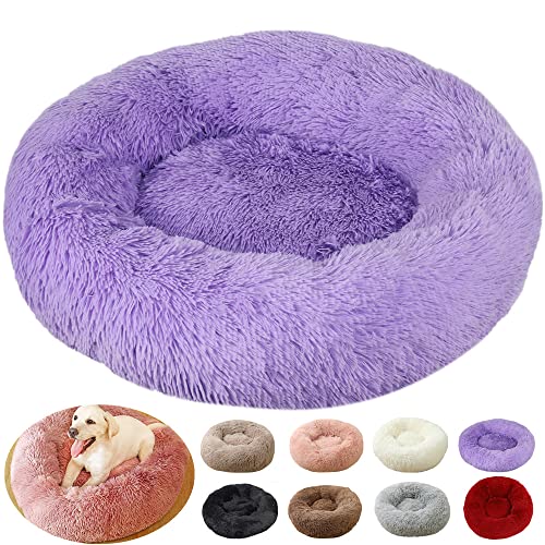 rngcpto Hundekissen Flauschig, Hundebett Grosse Hunde, Waschbar Rund Haustierbett Donut für Mittelgroße Hunde XL Hundesofa Antistress Kuschelig Hundekissen Katzenbett (70cm, Lila) von rngcpto