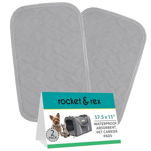rocket & rex Pet Carrier Pads | Wiederverwendbare Pee Pads für Hunde und Katzen Transportbox Pee Pad | Wasserdicht & Saugfähig | Weiche Hunde und Katzen Pads | 2 Stück von rocket & rex