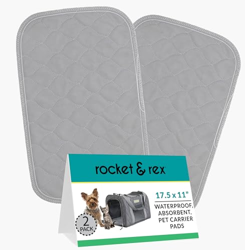 rocket & rex Pet Carrier Pads | Wiederverwendbare Pee Pads für Hunde und Katzen Transportbox Pee Pad | Wasserdicht & Saugfähig | Weiche Hunde und Katzen Pads | 2 Stück von rocket & rex