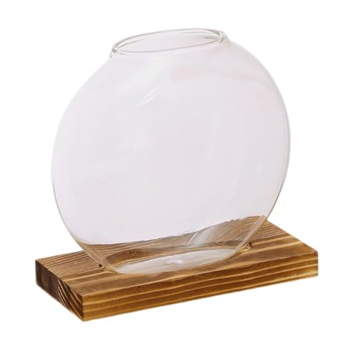 rockible Blumenvase, Glaspflanzgefäß, Terrarium, Tisch-/Desktop-Pflanzen-Anzuchtstation mit Holzständer für Zimmerpflanzen, Hotel, Tiefe Holzfarbe rockible Blumenvase, Glaspflanzgefäß, Terrarium, Tisch-/Desktop-Pflanzen-Anzuchtstation mit Holzständer für Zimmerpflanzen, Hotel, Tiefe Holzfarbe von rockible