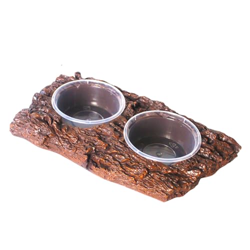 rockible Feeder Dish Amphibien Fütterung Lebensmittel Wasser Schüssel Wasser Dispenser für Einsiedlerkrebse, 2 Schüsseln 20x9.8x3cm von rockible