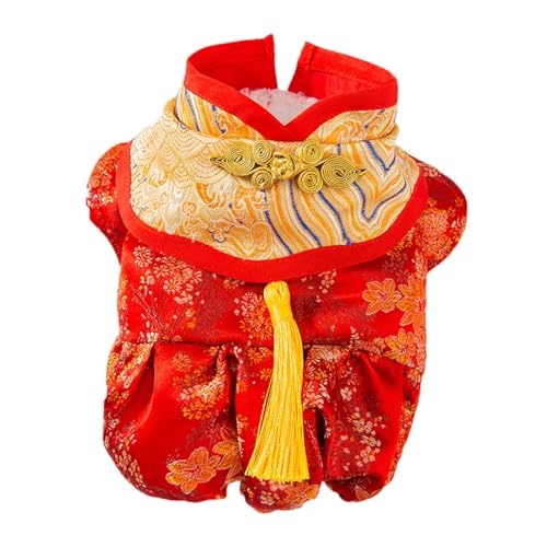 rockible Hund Chinesisches Neujahrskostüm Hund Cheongsam Qipao Haustier Wintermantel Hund Tang-Anzug für Teddy von rockible