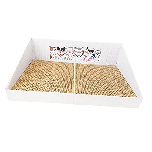 rockible Katzen-Kratzmatte mit Aufbewahrungsbox, Spielzeug für interaktives Kratzen, gewellte Unterlage zum Schutz von Möbeln, Weiß rockible Katzen-Kratzmatte mit Aufbewahrungsbox, Spielzeug für interaktives Kratzen, gewellte Unterlage zum Schutz von Möbeln, Weiß von rockible