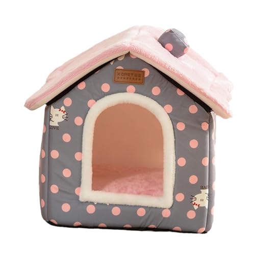 rockible Katzenbett, Katzennest, Schlummerfunktion, waschbar, zum Schlafen, halbgeschlossen, für Hunde, Katzen, Katzen, Rosa Punkte rockible Katzenbett, Katzennest, Schlummerfunktion, waschbar, zum Schlafen, halbgeschlossen, für Hunde, Katzen, Katzen, Rosa Punkte von rockible