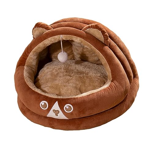 rockible Katzenhaus, Halbgeschlossenes Haustier Katzennest, Bärenförmige Höhle für Hundekätzchen, Braun von rockible