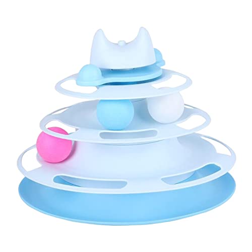 rockible Katzenspielzeug Ballturm mit verstellbaren Elementen für verspielte Kätzchen, Blau von rockible