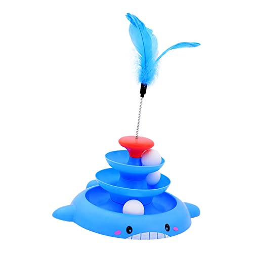 rockible Katzenspielzeug-Roller mit interaktivem Teaser-Ballspiel für Kätzchen - Spaßiges Spielzeug für Training und Unterhaltung, Blau von rockible