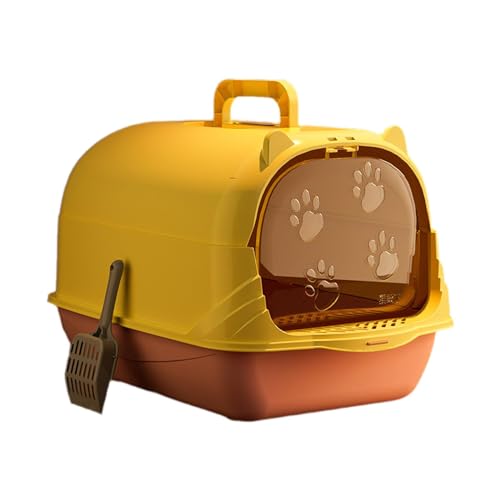 rockible Katzentoilette mit Haube, Kätzchentöpfchen mit Tür, leicht zu reinigen, Sandkasten, abnehmbar, geschlossene und abgedeckte Katzentoilette, Rosa Gelb rockible Katzentoilette mit Haube, Kätzchentöpfchen mit Tür, leicht zu reinigen, Sandkasten, abnehmbar, geschlossene und abgedeckte Katzentoilette, Rosa Gelb von rockible