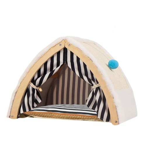 rockible Katzenzelthaus, Katzenzeltbett mit Kissen, atmungsaktives Schlafbett, warmes Haustier-Apartment, Katzenkratzbrett, Haustier-Tipi für Kätzchen im rockible Katzenzelthaus, Katzenzeltbett mit Kissen, atmungsaktives Schlafbett, warmes Haustier-Apartment, Katzenkratzbrett, Haustier-Tipi für Kätzchen im von rockible