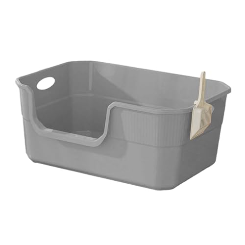 rockible Offene Haustiertoilette, hochseitige Haustiertoilette, spritzwassergeschützte Katzentoilette für kleine, mittelgroße und große Katzen, grau rockible Offene Haustiertoilette, hochseitige Haustiertoilette, spritzwassergeschützte Katzentoilette für kleine, mittelgroße und große Katzen, grau von rockible