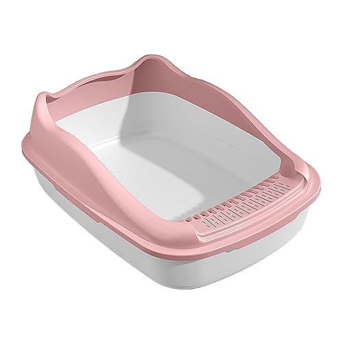 rockible Offene Katzentoilette, Katzentoilette, Katzentoilette, Katzentoilette, Toilette für kleine Tiere, Kätzchen, Hauskatzen, Rosa 48X34,7X18CM von rockible