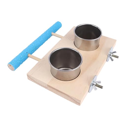 rockible Papageienkäfig Futterstation, Vogelfutterstation Aus Holz, Futterbecher Aus Edelstahl, Papageientablett, Doppelte Schüssel rockible Papageienkäfig Futterstation, Vogelfutterstation Aus Holz, Futterbecher Aus Edelstahl, Papageientablett, Doppelte Schüssel von rockible