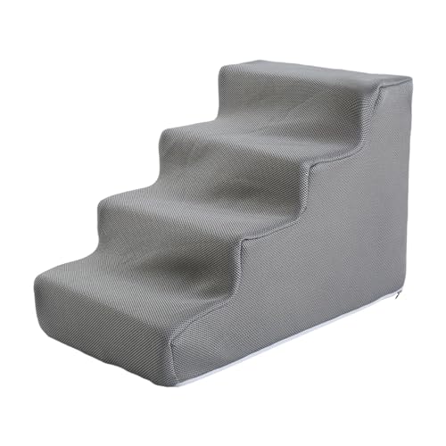 rockible Pet Steps Hundetreppe Hunderampe Leiter Mehrzweck-Schwamm mit hoher Dichte für kleine Hunde, 4-Stufen-Grau von rockible