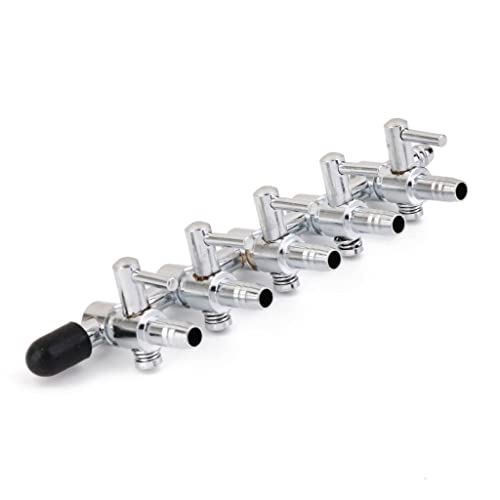 rockible Premium Aquarium Luftverteiler für optimale Sauerstoffversorgung, Silber, 5-Fach von rockible