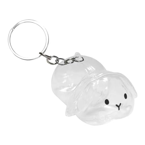 rockible Tierhaar-Sammlerhalter, transparent, niedliche Kaninchenform, für, Andenken, tragbarer Schlüsselanhänger, Kaninchen mit Hängeohren von rockible