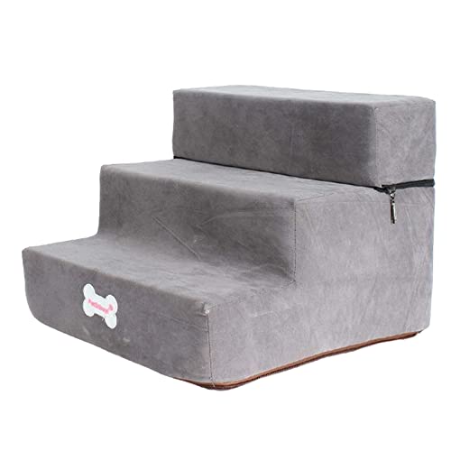 rockible Tragbare Hundetreppe, Leiter, rutschfestes Kletterspielzeug, breite Schwammcouch, 3 Stufen, leicht, für Hochbett, alte, Hellgrau rockible Tragbare Hundetreppe, Leiter, rutschfestes Kletterspielzeug, breite Schwammcouch, 3 Stufen, leicht, für Hochbett, alte, Hellgrau von rockible