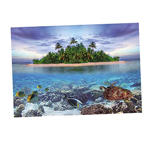 rockible Unterwasserwelt Dekor für Aquarium, Selbstklebendes Poster - Tropische Insel, XS von rockible