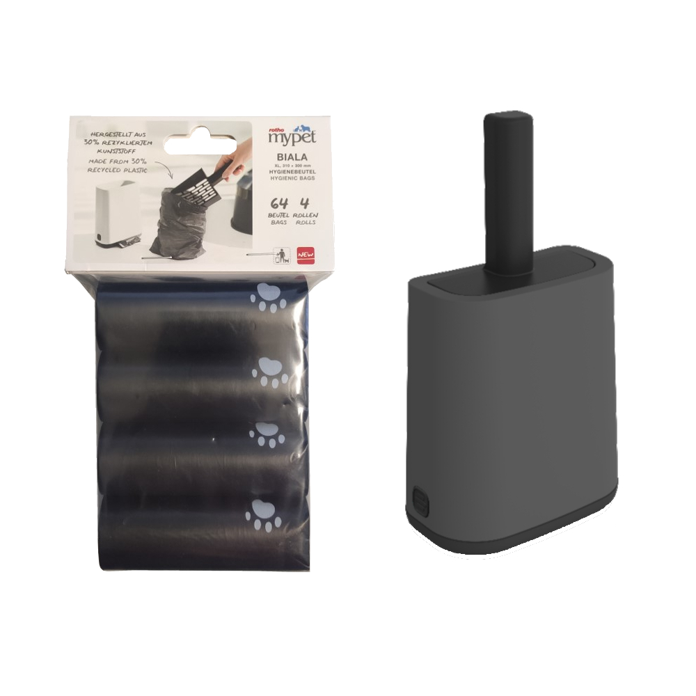 Rotho MyPet Katzentoilette BIALA - Sparset: Katzentoilette anthrazit + Streuschaufel mit Schaufelhalter + 4 x Hygienebeutel Rotho MyPet Katzentoilette BIALA - Sparset: Katzentoilette anthrazit + Streuschaufel mit Schaufelhalter + 4 x Hygienebeutel von rotho mypet