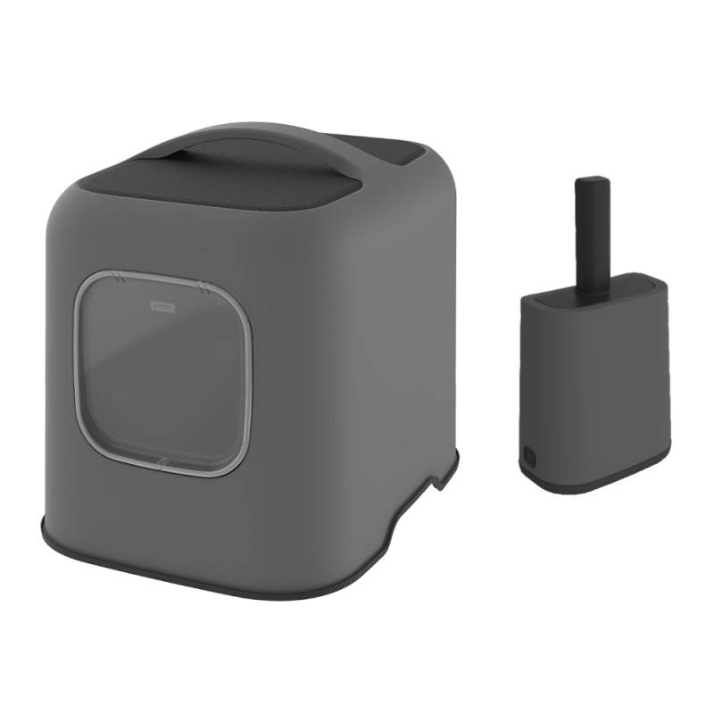 Rotho MyPet Katzentoilette BIALA - Sparset: Katzentoilette anthrazit + Streuschaufel mit Schaufelhalter von rotho mypet