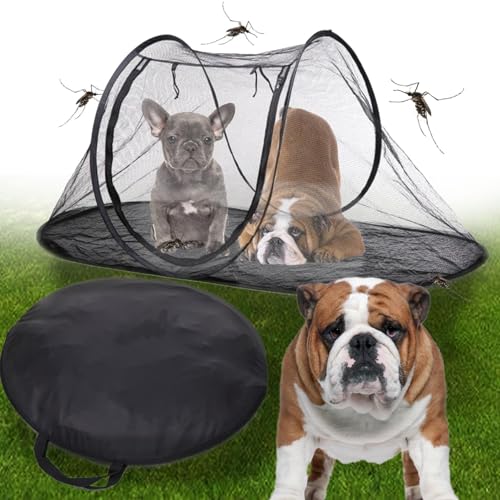Faltbares Zelt für Haustiere, Laufstall für Katzen, Tragbarer Hundekäfig, Moskitonetz/Zelt für den Außenbereich, Welpenstall für den Innen- und Außenbereich, Zeltzaun für Haustiere (Black) von routinfly