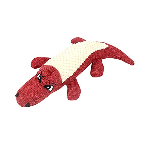 Quietschende Spielzeug für Hunde Plüsch Hundespielzeug Quietschspielzeug Interaktives Krokodilform Plüsch Hunde Kauspielzeug Langlebiges Hundekauspielzeug für Welpen Kleine (Rot) von routinfly
