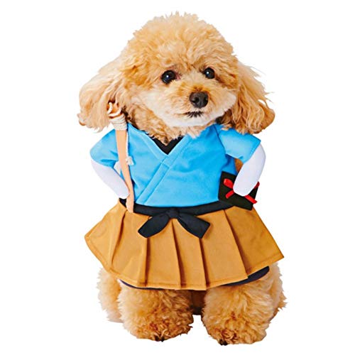 rrrrr Halloween-Kostüm-Set für Hunde, Polyester, hübsches Haustier, Halloween-Kleidung, Samurai, lustig, aufrecht, für Katzen und Hunde von rrrrr