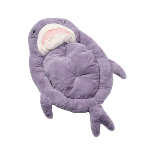 rujjftsy Haustierbett mit Cartoon-Hai-Motiv, atmungsaktiv, superweich, flauschig, bequem, pelzig, abnehmbares Kissen von rujjftsy