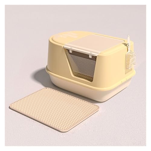 Katzentoilette Große Katzentoilette mit Deckel, geschlossene, geruchlose und auslaufsichere Katzentoilette mit Katzenstreu, einfach zu installieren und zu reinigen Katzentoilette Abfallbehälter von ruyi-1986