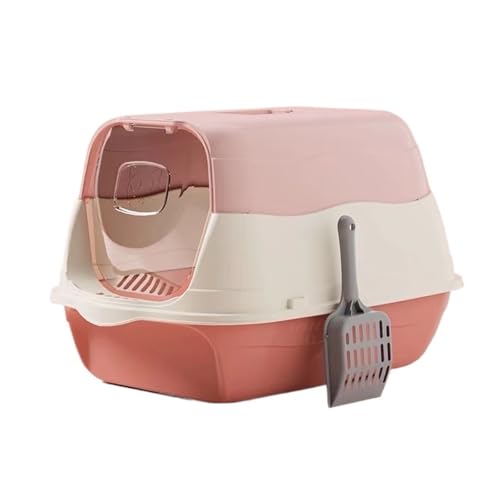 Katzentoilette Katzentoilette mit Deckel, Katzentoilette mit Haube, Vollständig geschlossene Katzentoilette mit Schaufel für Innen Katzentoilette Abfalleimer (Pink) von ruyi-1986