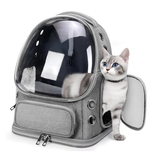 Atmungsaktiver Katzenrucksack, großer Platz, Katzenblasen-Rucksack für Kätzchen und kleine Hunde bis zu 8,2 kg, faltbarer Katzentragerrucksack, transparent, von Fluggesellschaften zugelassene Atmungsaktiver Katzenrucksack, großer Platz, Katzenblasen-Rucksack für Kätzchen und kleine Hunde bis zu 8,2 kg, faltbarer Katzentragerrucksack, transparent, von Fluggesellschaften zugelassene von safesto