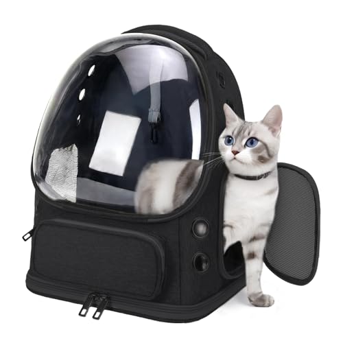 Atmungsaktiver Katzenrucksack, großer Platz, Katzenblasen-Rucksack für Kitty & kleine Hunde bis zu 8,2 kg, faltbarer Katzentragerrucksack, transparente Fluggesellschaft zugelassene Tragetasche für von safesto